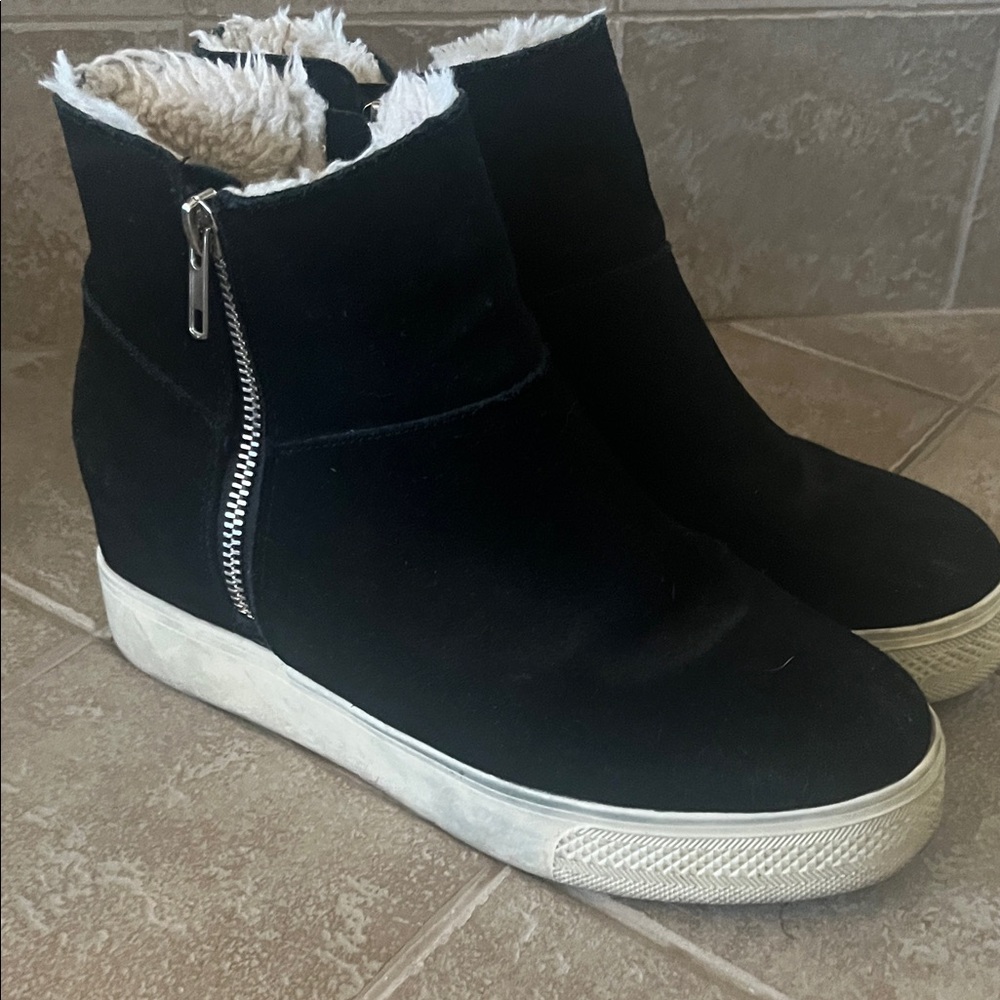 Steve Madden Black Wedge Sneakers with Zipper